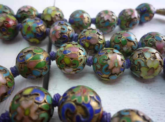 Vintage chinese cloisonne necklace sale