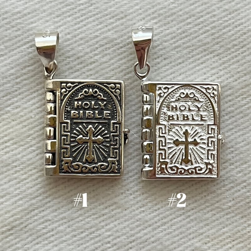 925 Sterling Silver Holy Bible Charm Bead With Clear CZ | Dangle Bead For European Bracelets & Necklaces