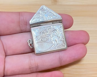 Antique Solid Silver Stamp Holder, c.1910