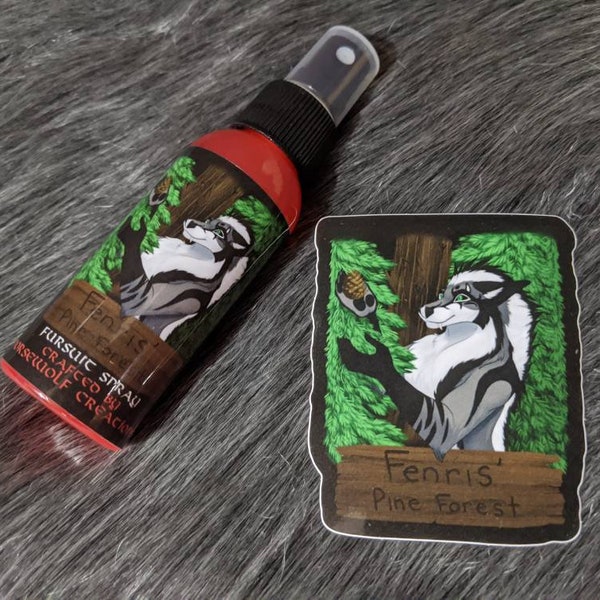 Fenris' Pine Forest fursuit spray + 3" sticker by Norsewolf Creations costume cosplay plush scent fragrance free shipping