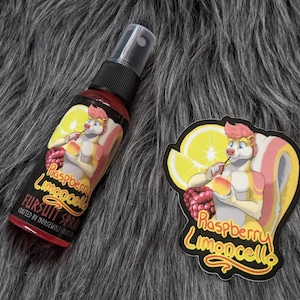 Raspberry Limoncello fursuit spray + 3&quot; sticker by Norsewolf Creations costume cosplay plush scent fragrance free shipping lemon lemonade
