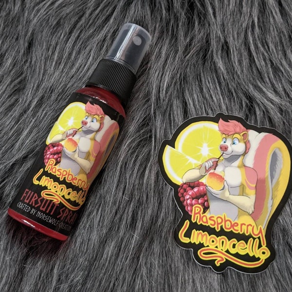 Raspberry Limoncello fursuit spray + 3" sticker by Norsewolf Creations costume cosplay plush scent fragrance free shipping lemon lemonade