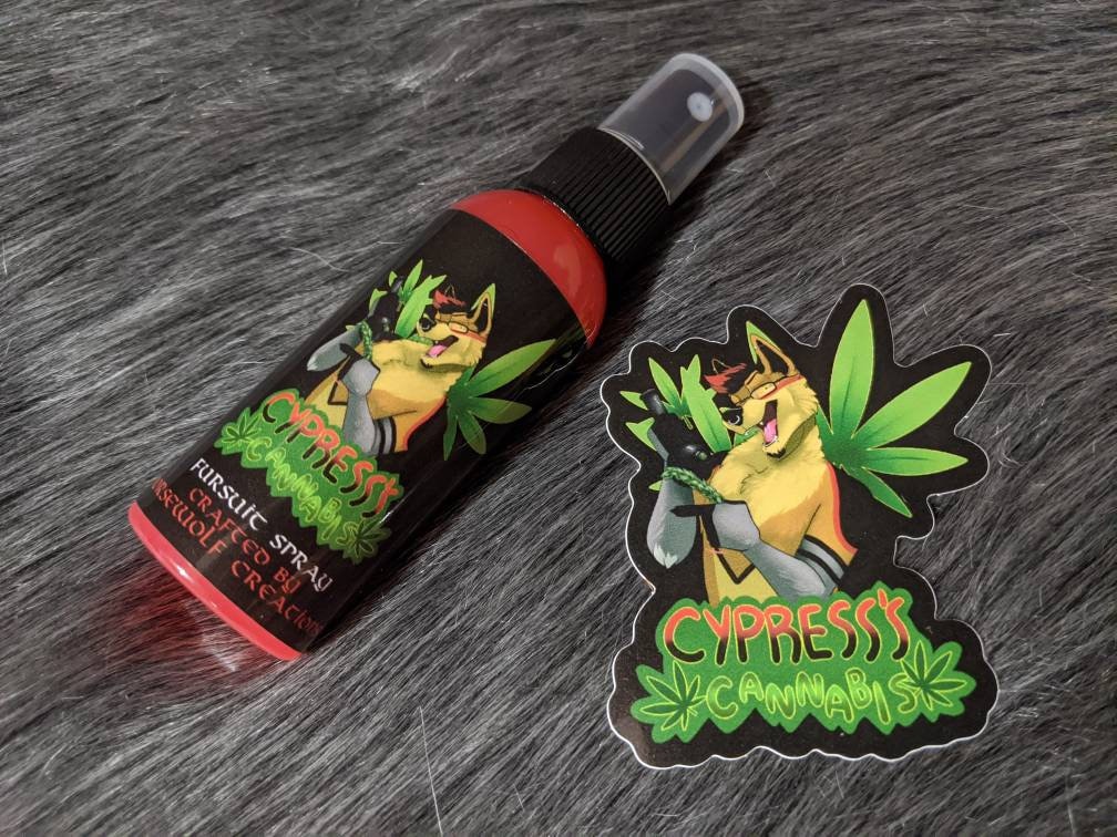 Cypress' Cannabis Fursuit Spray + 3 "Sticker von Norsewolf Creations Kostüm Cosplay Plüschduft Duft Versandkostenfrei