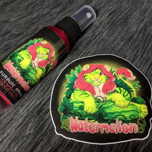 Watermelion watermelon fursuit spray + 3&quot; sticker by Norsewolf Creations costume cosplay plush scent fragrance free shipping