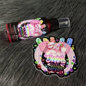 Diana&#39;s Rock Candy fursuit spray + 3&quot; sticker by Norsewolf Creations costume cosplay plush scent fragrance free shipping