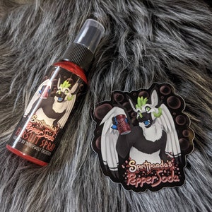 Spiritpanda&#39;s Pepper Soda fursuit spray + 3&quot; sticker by Norsewolf Creations costume cosplay fragrance perfume furry fandom free shipping