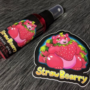 Strawbearry strawberry fursuit spray + 3&quot; sticker by Norsewolf Creations costume cosplay plush scent fragrance free shipping