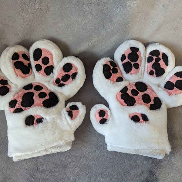 Ready to ship white fursuit handpaws