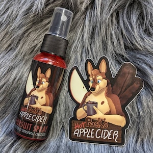 Puck&#39;s Hot Apple Cider fursuit spray + 3&quot; sticker by Norsewolf Creations costume cosplay plush scent fragrance free shipping