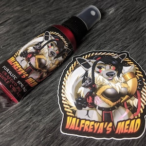 Valfreya&#39;s Mead fursuit spray + 3&quot; sticker by Norsewolf Creations costume cosplay plush scent fragrance free shipping