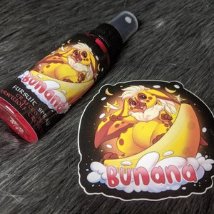 Bunana banana fursuit spray + 3&quot; sticker by Norsewolf Creations costume cosplay plush scent fragrance free shipping