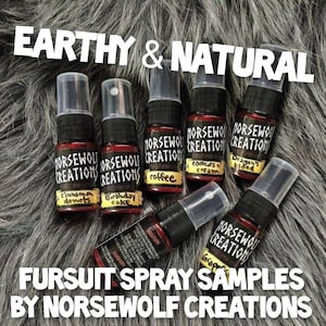 Earthy & Natural 10ml fursuit spray samples by Norsewolf Creations costume cosplay plush scent fragrance