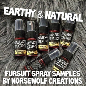 Earthy & Natural 10ml fursuit spray samples by Norsewolf Creations costume cosplay plush scent fragrance