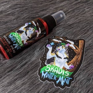 Skadi&#39;s Winter Mint fursuit spray + 3&quot; sticker by Norsewolf Creations costume cosplay plush scent fragrance free shipping