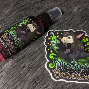 Morrigan's Sandalwood fursuit spray + 3" sticker by Norsewolf Creations costume cosplay plush scent fragrance free shipping