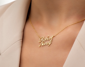 Double Name Necklace Etsy Double Name Necklace Etsy