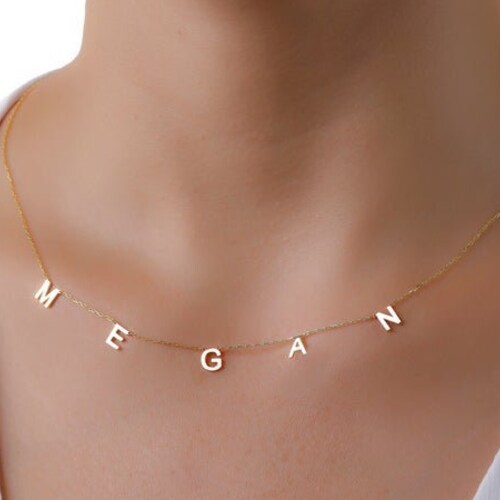 Initial Necklace Custom Letter Necklace Spaced Letter Etsy