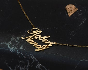 Personalized Necklace Two Name Necklace Two Name Necklace With