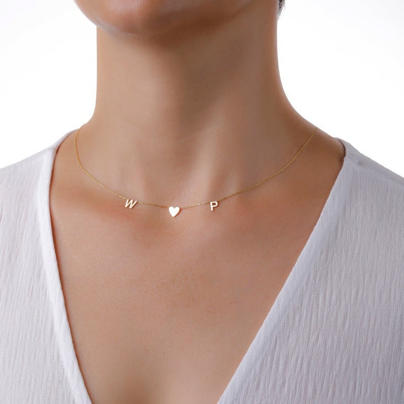 İnitial Letter Necklace Letter Necklace Gold Necklace With Etsy