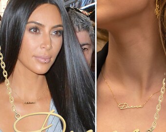 Gold Necklace Kim Kardashian - Etsy