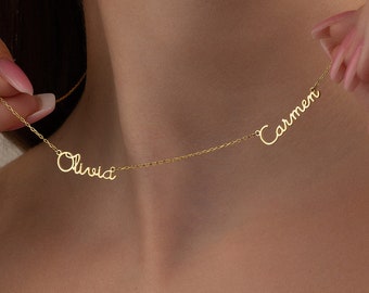 Double Name Necklace - Etsy