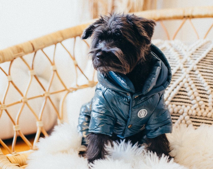 Puffer Dog Jacket | Winter Dog Jacket |Dog Puffer Snowsuit | Dog Four Legged Jacket | Dark Teal