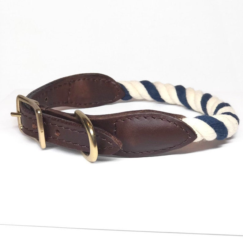 Rope and Leather Dog Collar Nautical Etsy