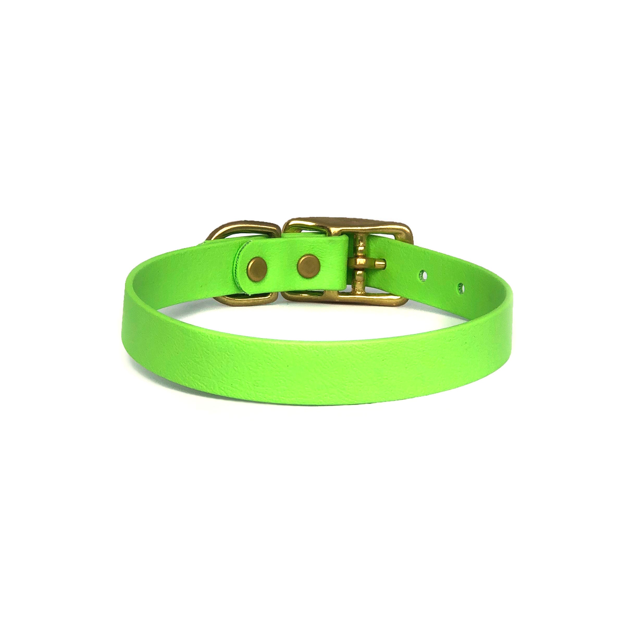 Vegan Leather Dog Collar Lime Green Etsy