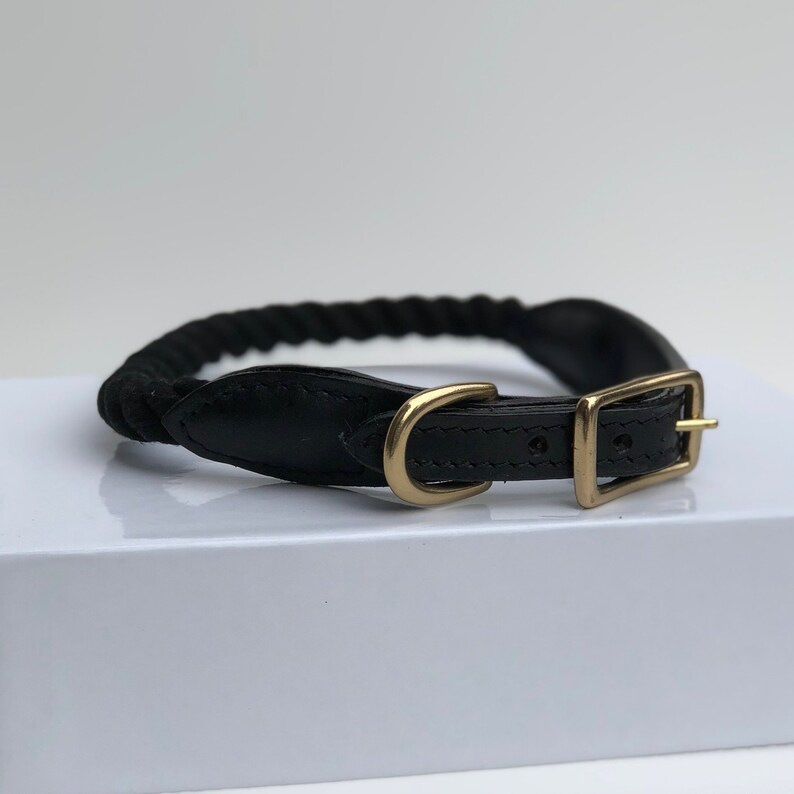Black Dog Collar Rope Dog Collar leather collar rope Etsy