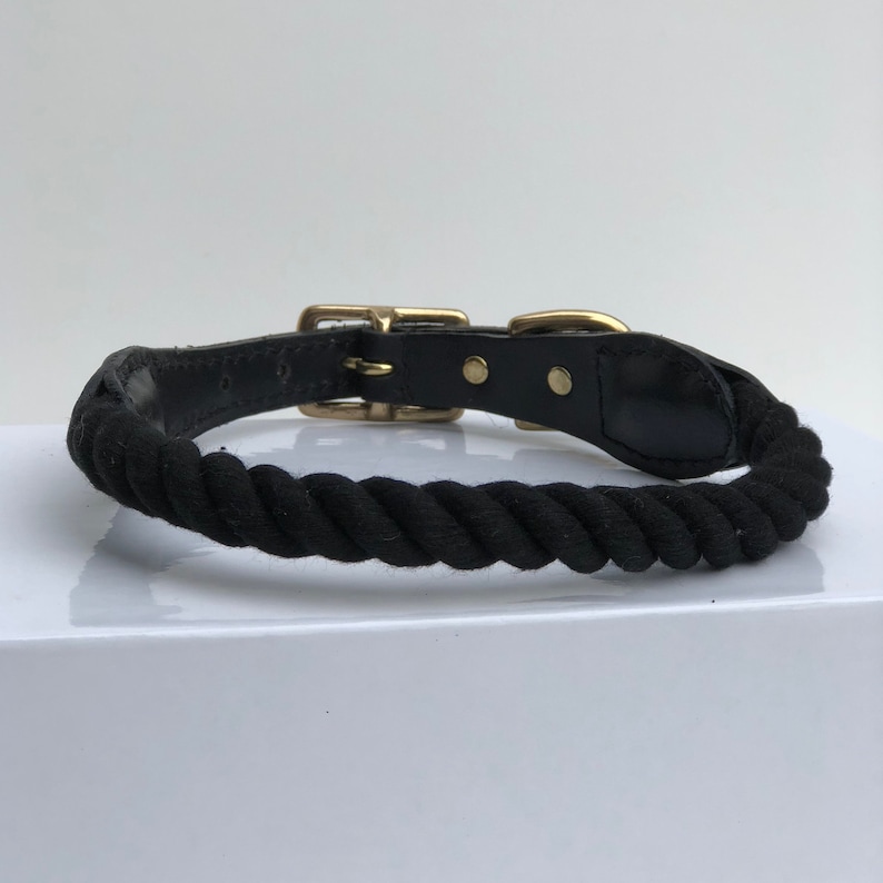 Black Dog Collar Rope Dog Collar Leather Collar Rope Etsy