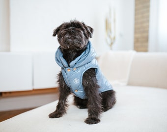 Hunde-Pufferjacke Dusty Blue | Hundejacke | Hundemantel | Kugelmantel| Wasserdicht