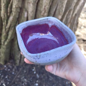 Small Square Red & Lavender Ceramic Bowl