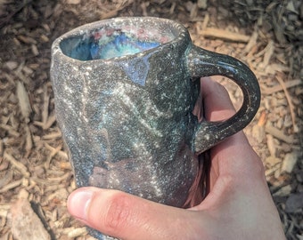 Sparkly Dark Grey Speckled Soda Fired Porcelain Mug