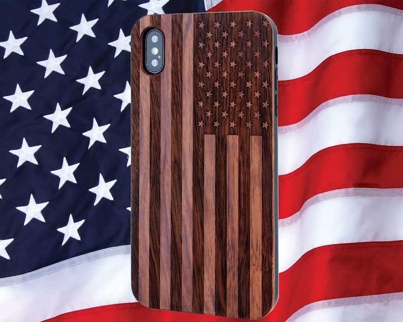American Flag Wood Phone Case Screen Protector Car Mount Etsy