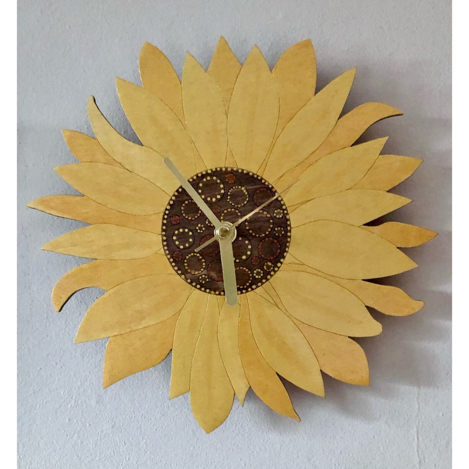 Wooden Sunflower Wall Clock Etsy
