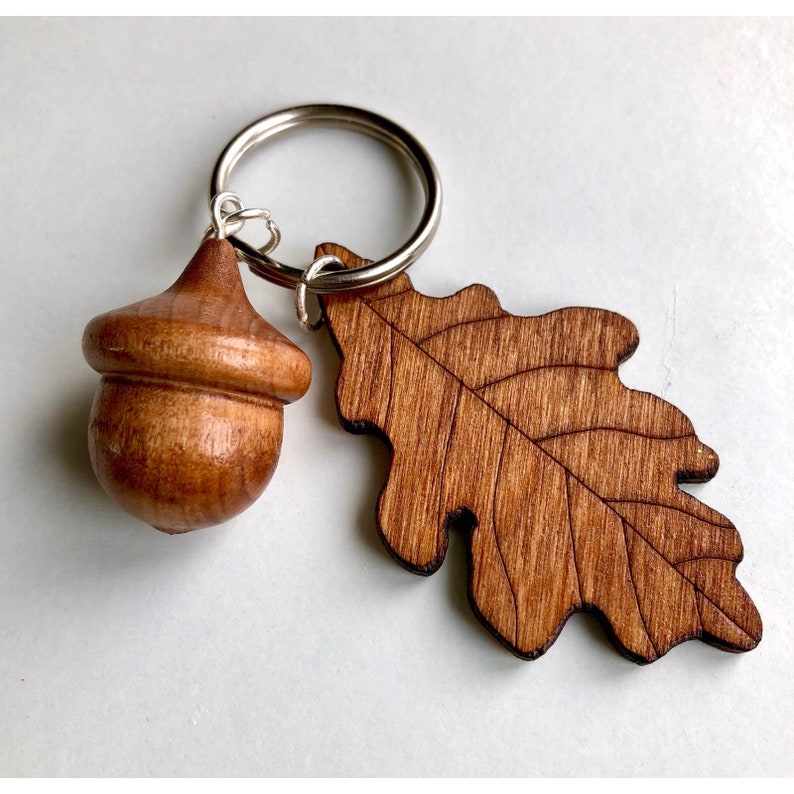 Solid Wood Acorn Keyring/chain Etsy