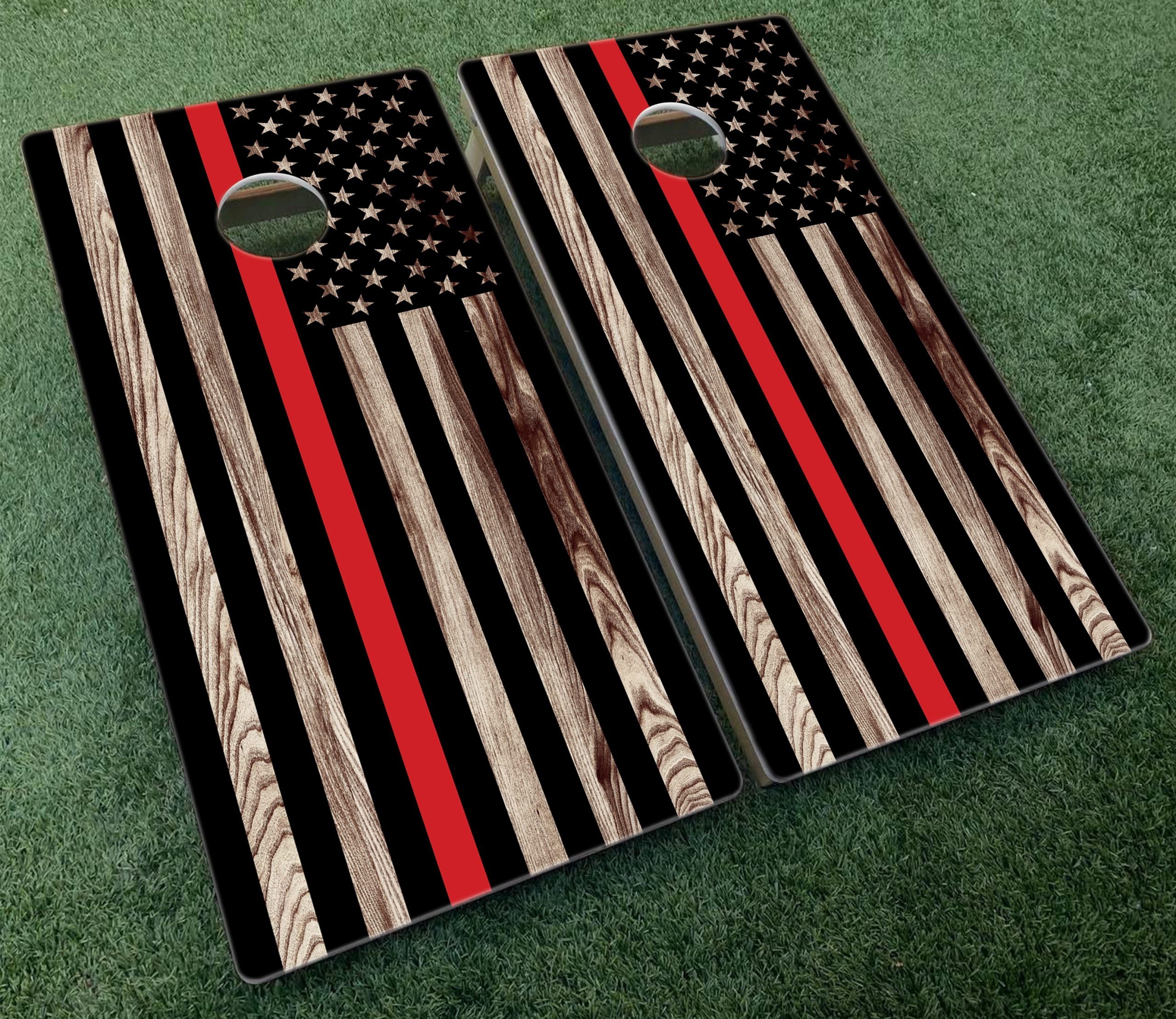 American Flag Red Line Cornhole Boards custom cornhole boards Etsy