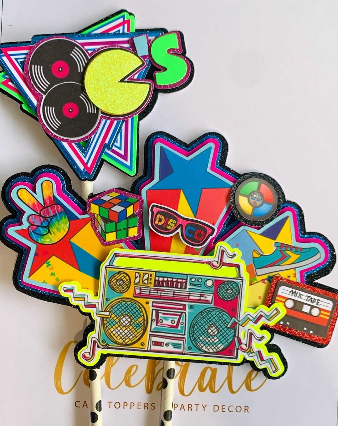 80's Theme Cake Topper 3D 80's Cake Topper - Etsy