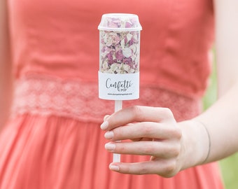 Hochzeit Konfetti Poppers | Konfetti Pops | Biologisch abbaubar, getrocknete Blume, echtes Blütenblatt Konfetti Push-Pop | Hochzeit Werfen Konfetti