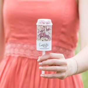 Poppers de confete para casamento | Pops de confete | Confetes biodegradáveis, flores secas, pétalas reais Push-Pop | Confetes para jogar em casamento