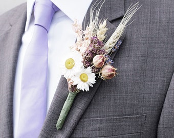 Trockenblumen Knopfloch (3er Pack) | Boutonniere, Hochzeit Knopfloch, Getrocknete Blumen Boutonnieres, Corsage, Beerdigungen