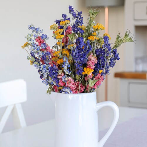 Rainbow Dried Flower Letterbox Bouquet Bright Colourful Etsy UK