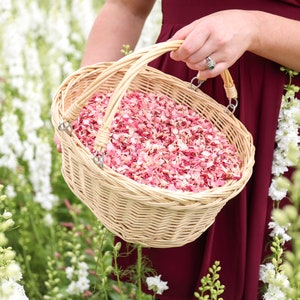 Großer Konfetti Korb mit biologisch abbaubarem Hochzeits-Blütenblatt Konfetti | 5 Liter (50-60 Handvoll) | Umweltfreundliche Trockenblumen-Konfetti