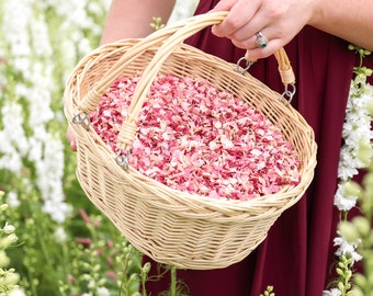 Großer Konfetti Korb mit biologisch abbaubarem Hochzeits-Blütenblatt Konfetti | 5 Liter (50-60 Handvoll) | Umweltfreundliche Trockenblumen-Konfetti