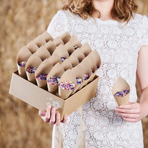 Scatola di coni di coriandoli Kraft per matrimonio / 25 coni e coriandoli biodegradabili / matrimonio rustico, coriandoli coltivati in Gran Bretagna, matrimonio ecologico
