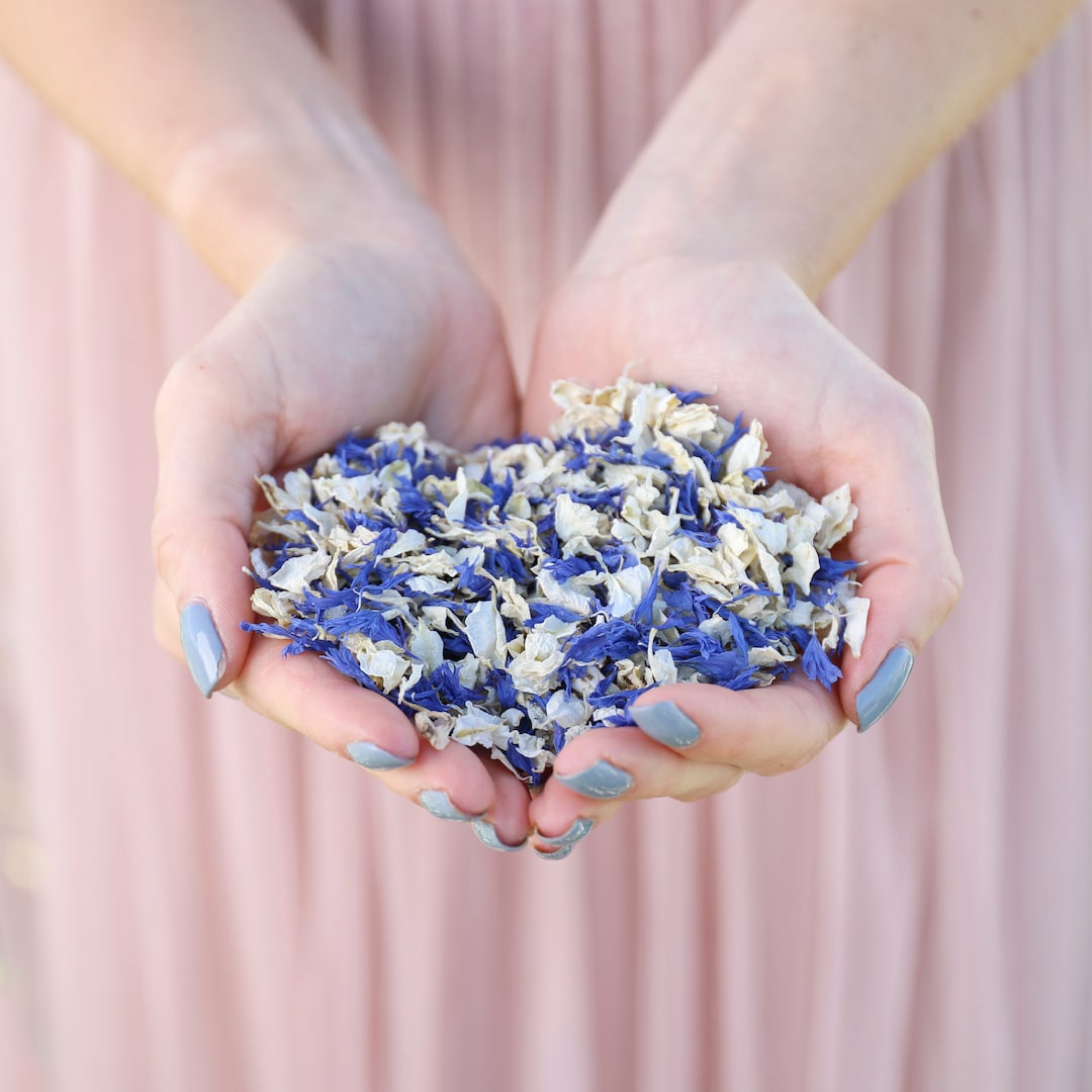 Biodegradable Blue Wedding Confetti, Dried Flower Confetti Compostable