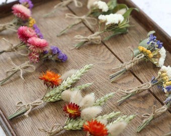 Natuurlijk knoopsgat met gedroogde bloemen (3 stuks) | Boutonnières, knoopsgat bruiloft, boutonnières met gedroogde bloemen, corsage, begrafenissen