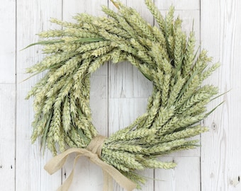 Natural Wheat Wreath | Handmade Rustic Country Home Decor | Long-Lasting Gift for Birthday, New Home, Easter, Spring Wreath