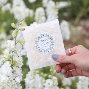 Bolsitas de cristal con confeti de boda de bosque personalizadas (paquete de 10) / Pétalos de flores reales biodegradables / Boda personalizada