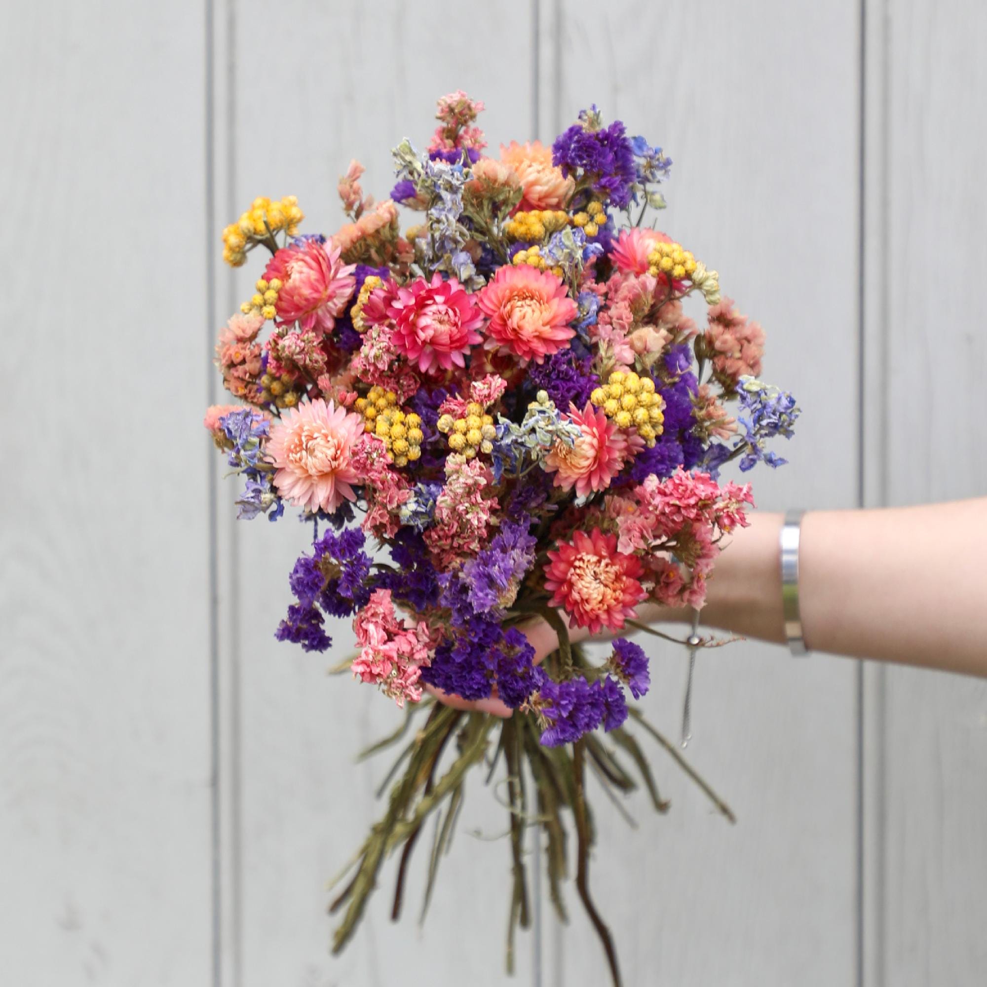 Gedroogd bloemboeket met wilde bloemen | Handgemaakt helder kleurrijk | Bruidsboeket | Cadeau voor verjaardag, nieuw huis, woondecoratie, Moederdag